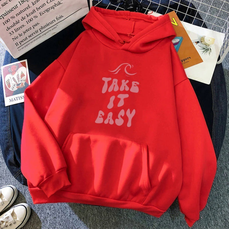 Take It Easy Letter Print Sweatshirt